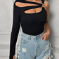 Asymmetric Cutout Sleeve Top