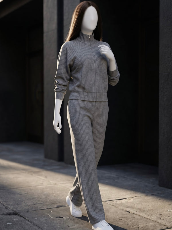 Ribbed Zip Tracksuit Set