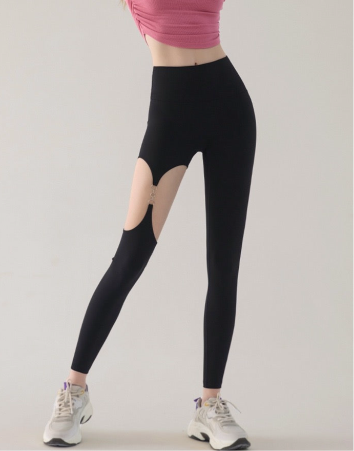 Contrast Solid Skinny Leggings, Elegant High Waist