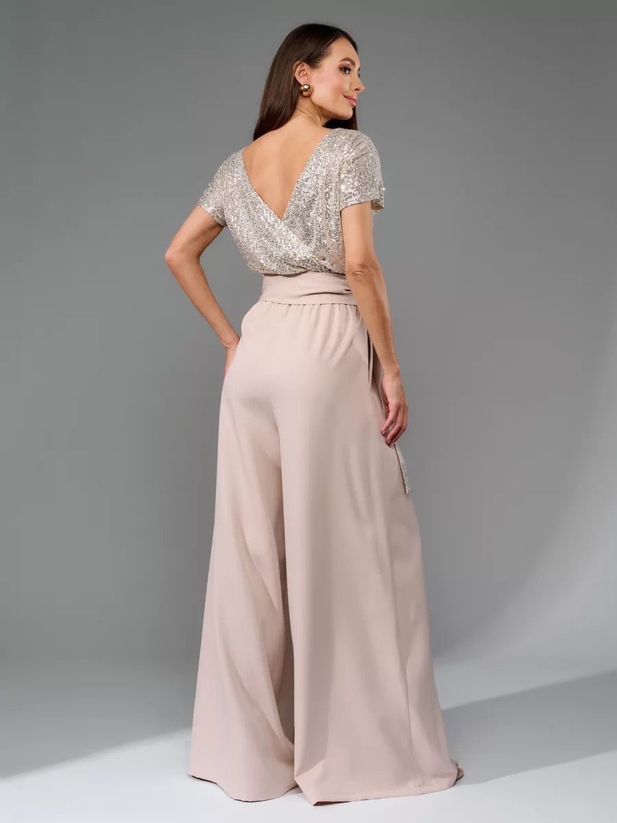 Collared Belted Wide Jumpsuit