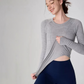 Seamless Yoga Top Crew Neck, Slim Fit, Long-Sleeve