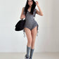 Sleeveless Tight Hooded Drawstring Jumpsuit Unitard With Backless.