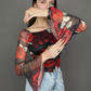 Elegant Mesh Long Sleeves Top.