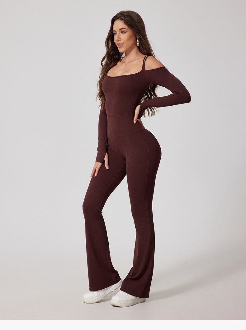 Slim-Fitting Jumpsuit For Women, Off-Shoulder Sports Wear