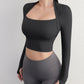 Yoga Activewear Long-Sleeve Crop-Top