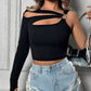 Asymmetric Cutout Sleeve Top