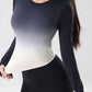Gradient Yoga Top for Women – Quick-Dry Long Sleeve