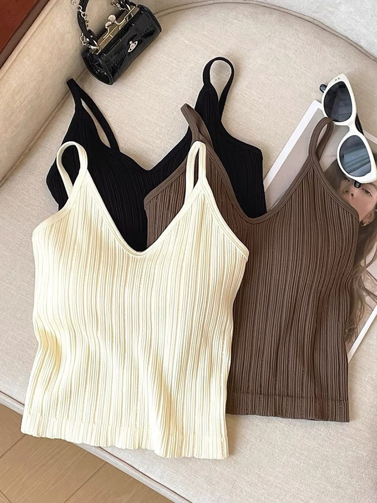 Ribbed Knitted V-neck Camisole