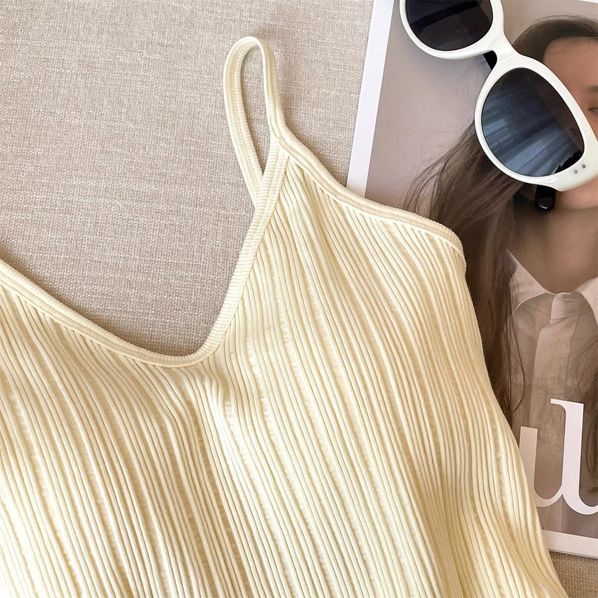 Ribbed Knitted V-neck Camisole