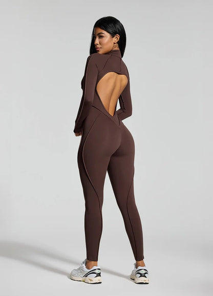 Full Body Jumpsuit Backless Exposed Seam Details.