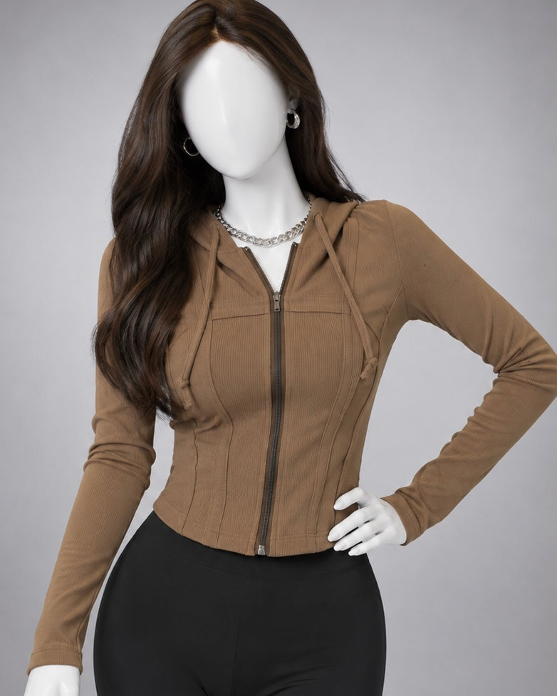 Fitted Zip Front Hoodie