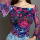 Elegant Mesh Long Sleeves Top.
