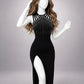 Halter Slit Evening Dress