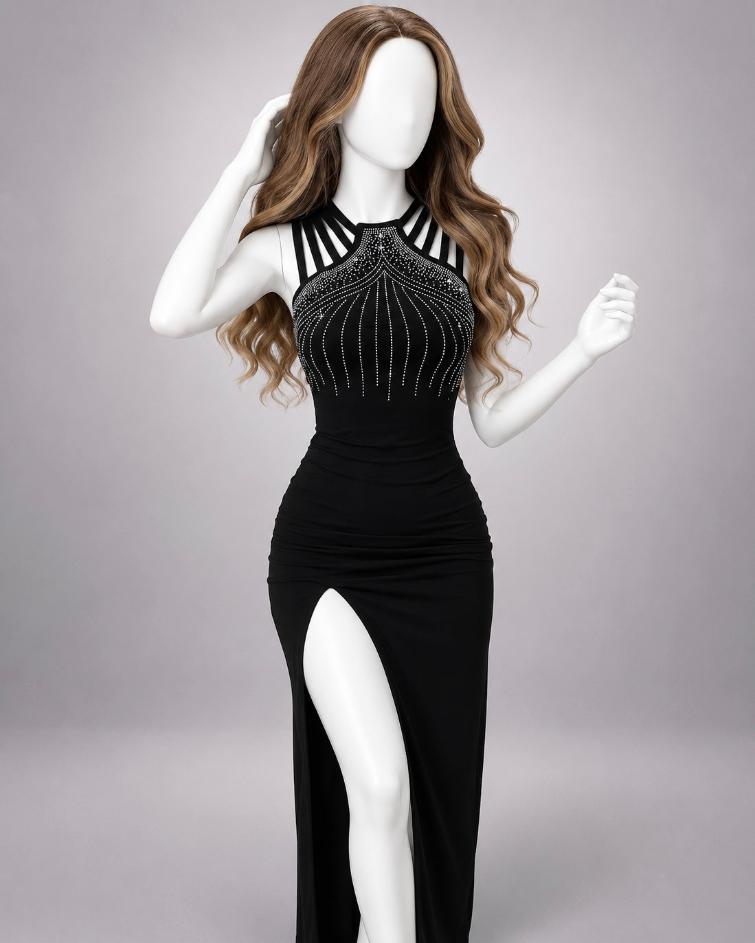 Halter Slit Evening Dress