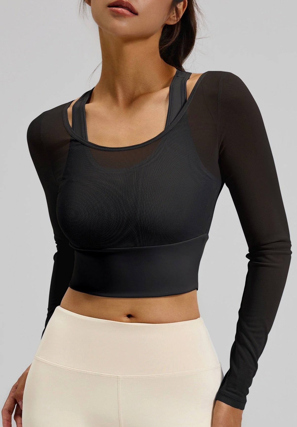 Athletic Mesh Long-Sleeve top
