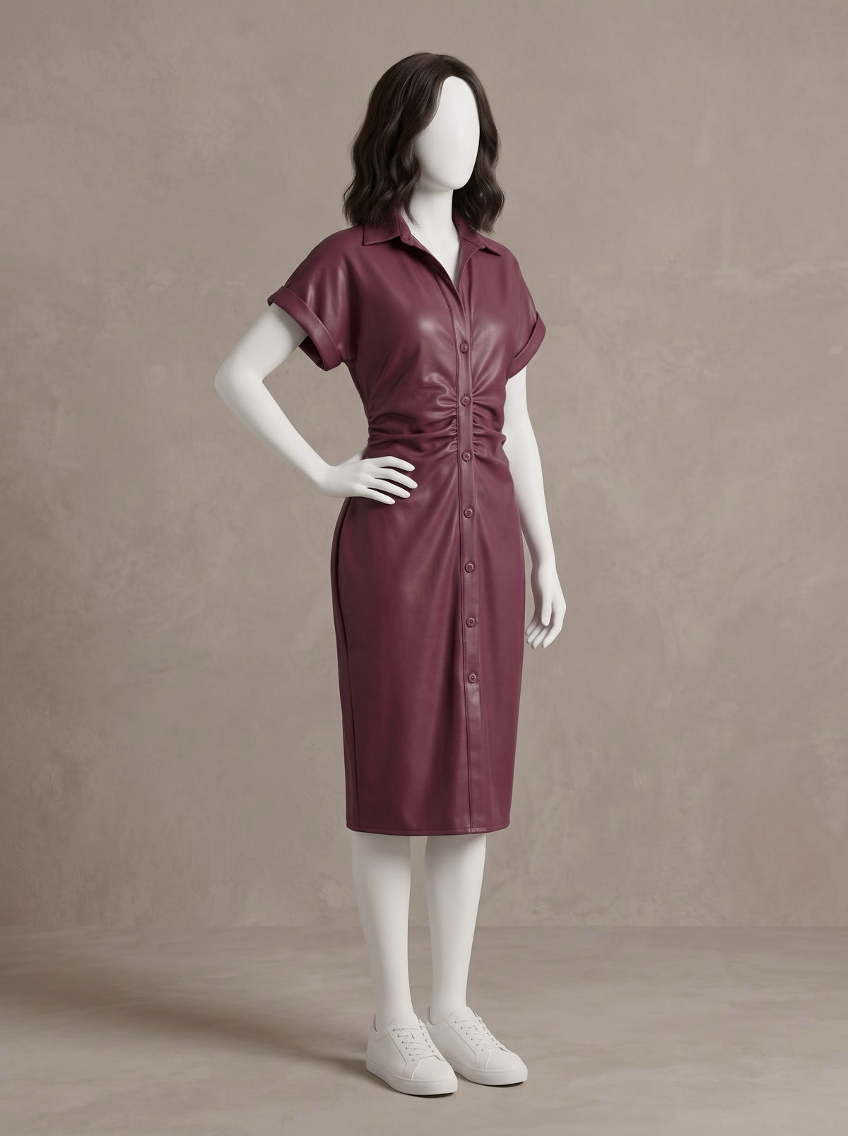 Leather Short Sleeve Dress