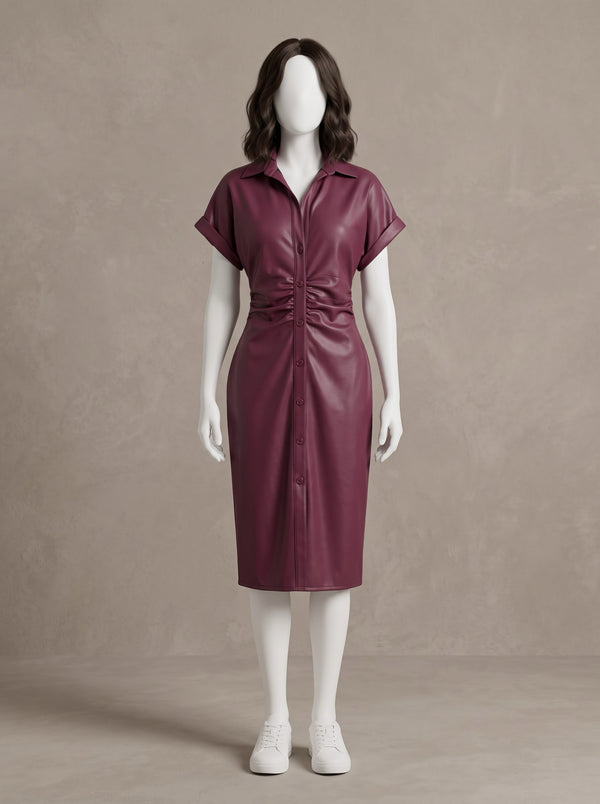 Leather Short Sleeve Dress