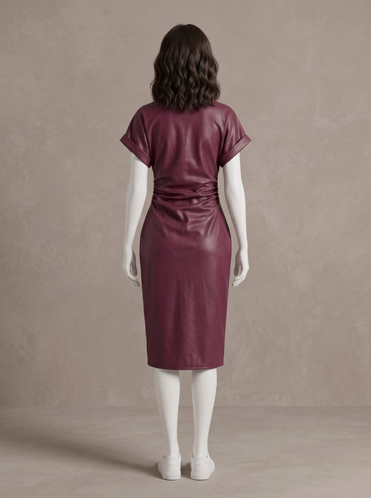 Leather Short Sleeve Dress