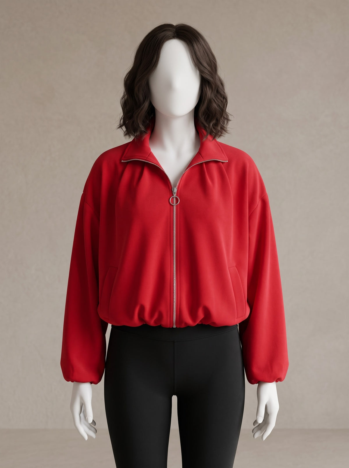 Cropped Zip Bomber Jacket