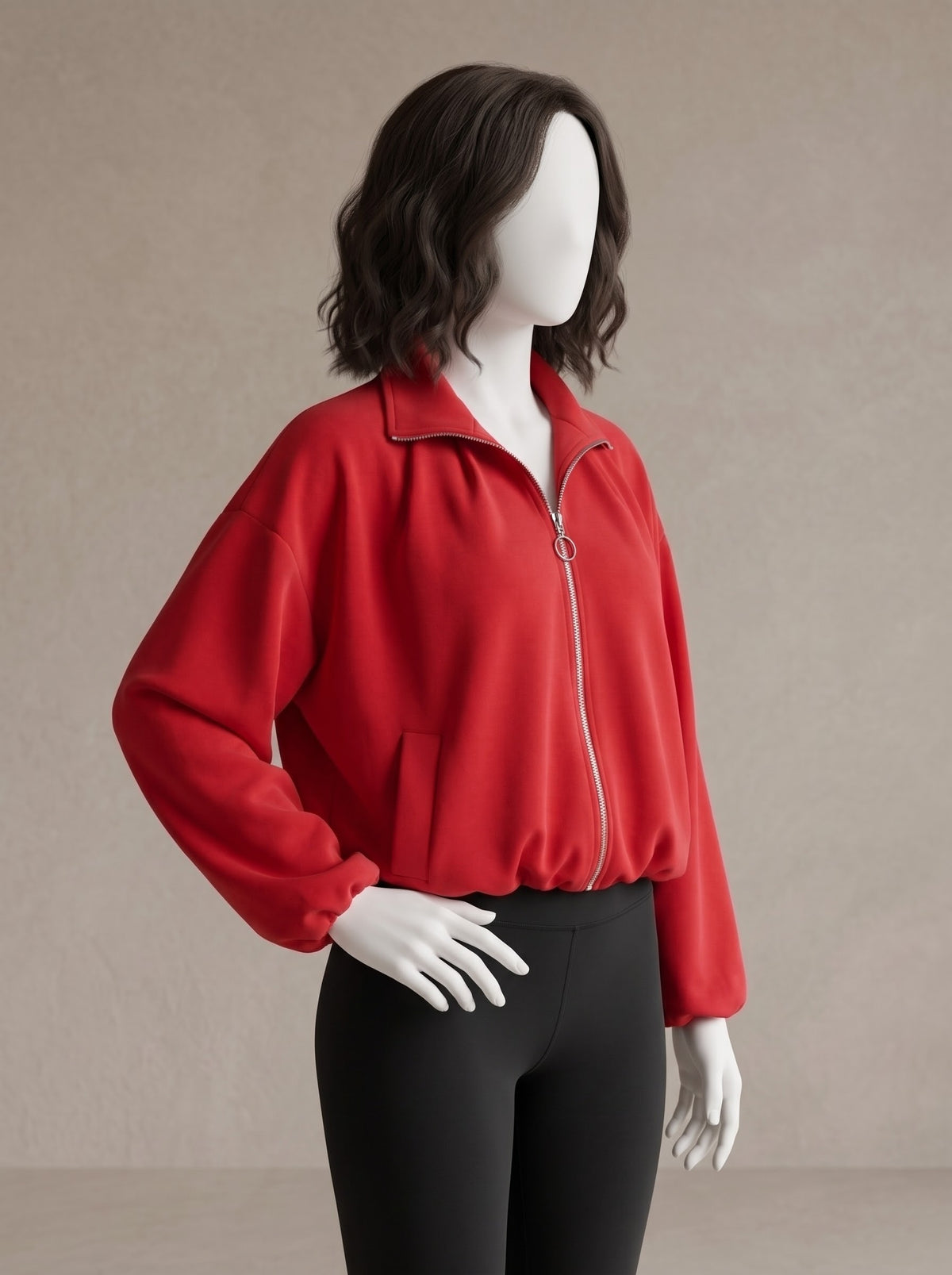 Cropped Zip Bomber Jacket