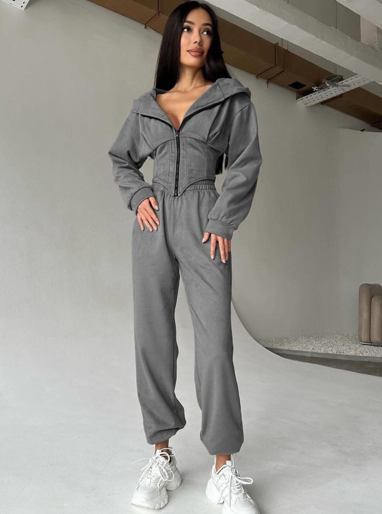 Detail Zip Up Jogger Set