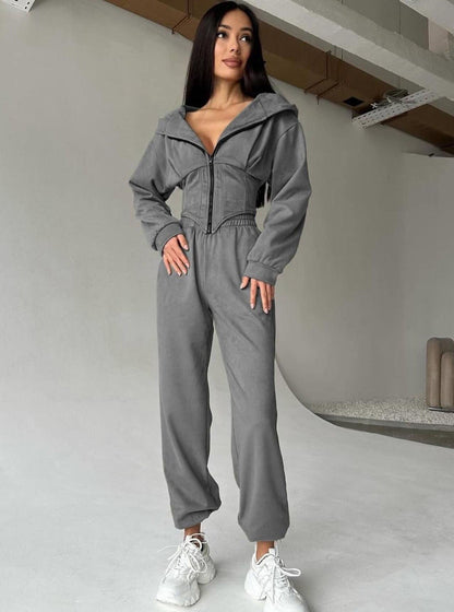 Detail Zip Up Jogger Set