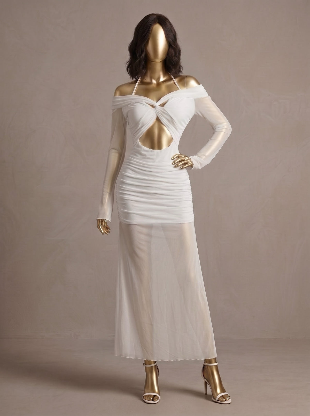 Long Sleeve Halter Dress