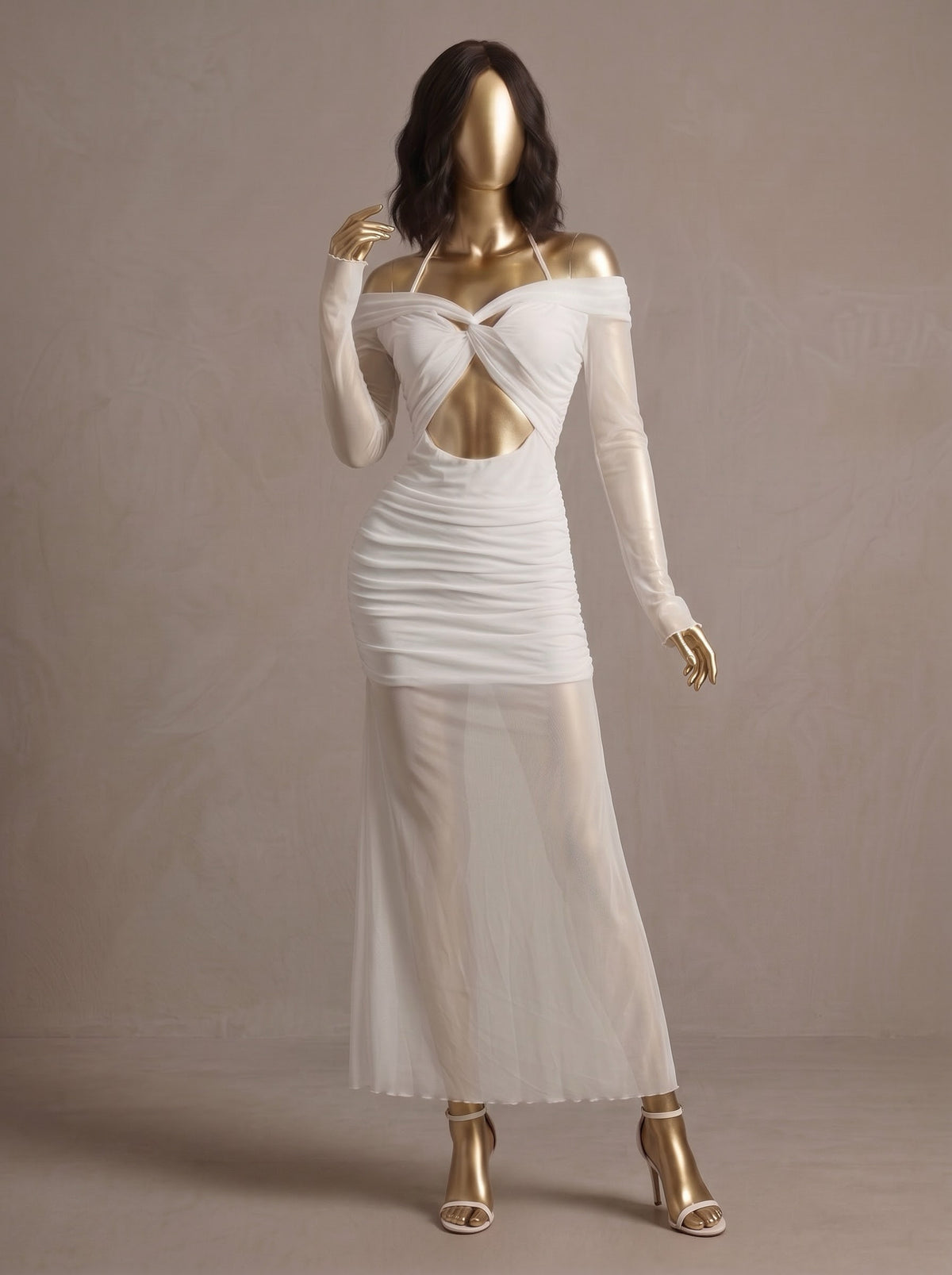 Long Sleeve Halter Dress