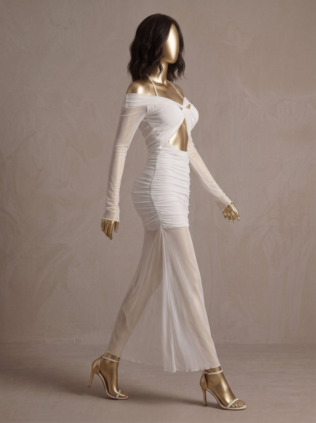 Long Sleeve Halter Dress