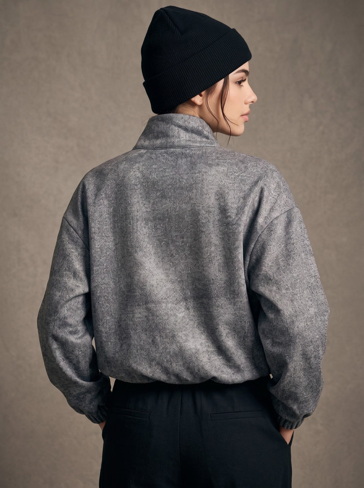 Cropped Zip Bomber Jacket