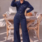 Long Sleeve Denim Jumpsuit