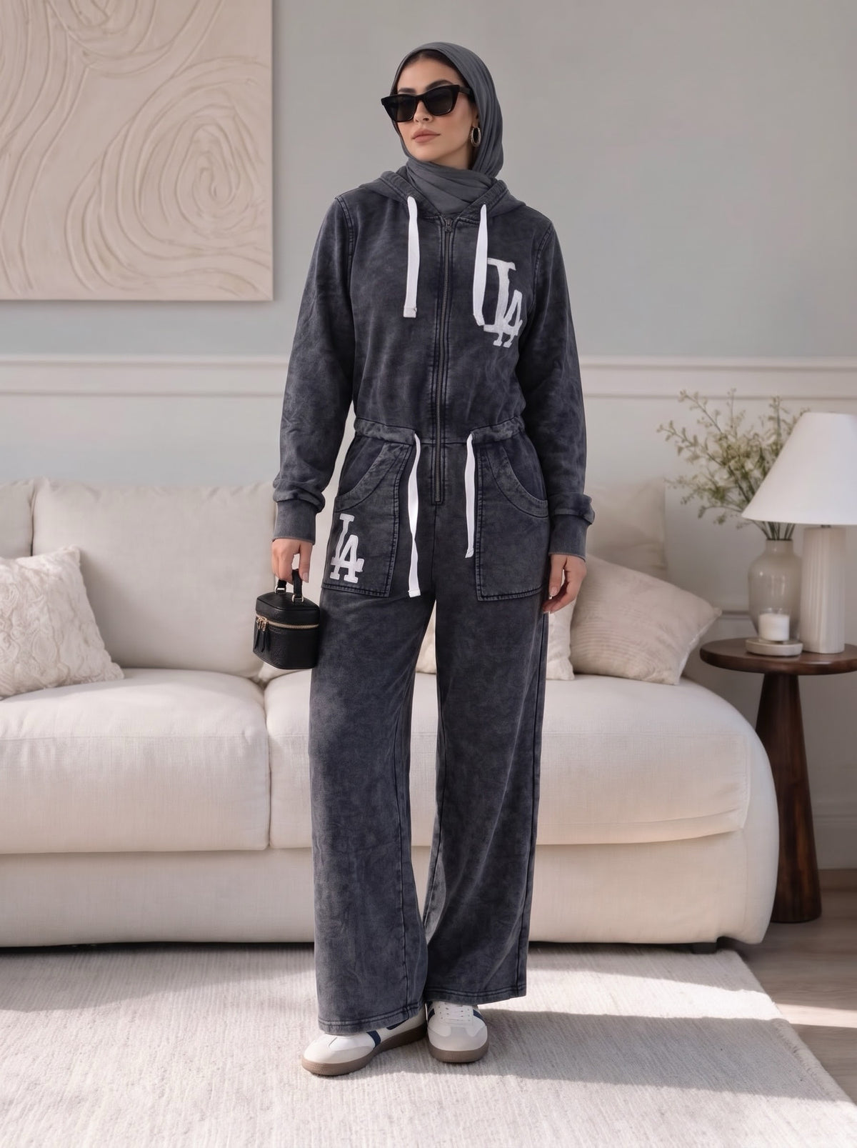 Hooded Wide Leg Jumpsuit