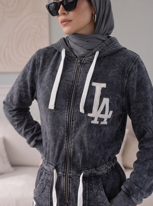 Hooded Wide Leg Jumpsuit