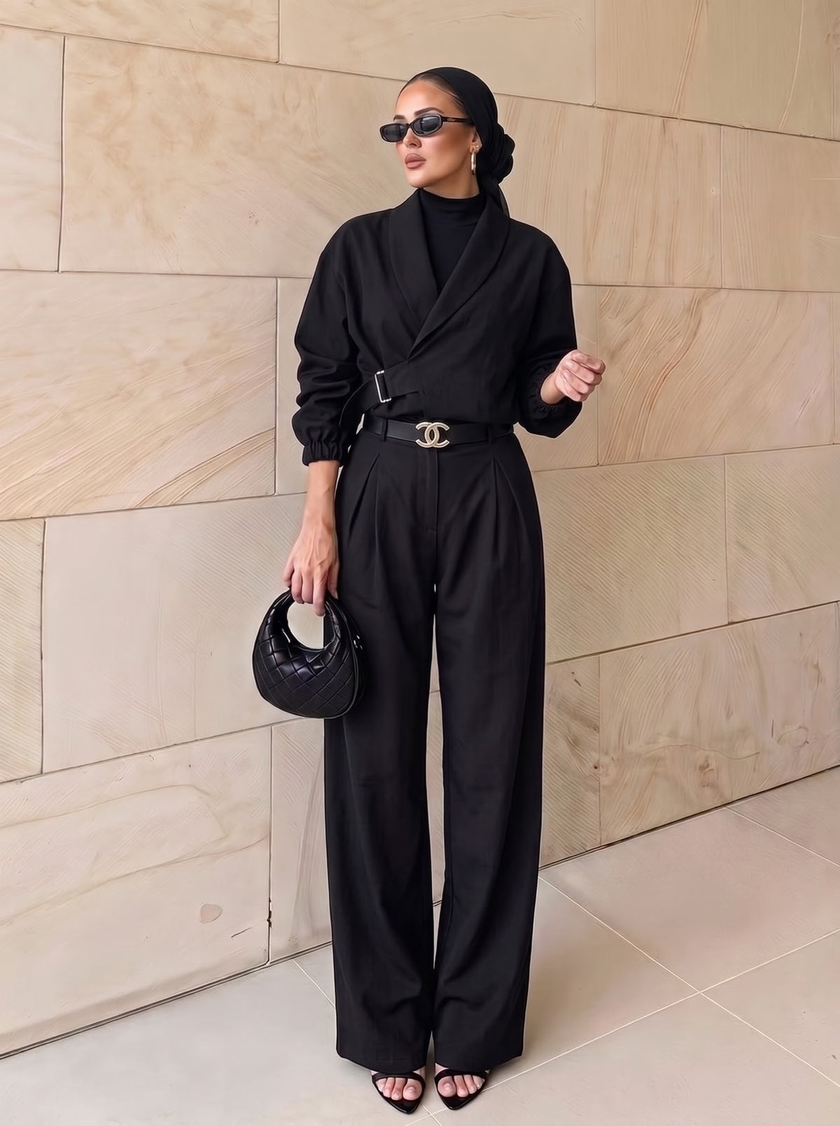 Belted Cropped Blazer Set