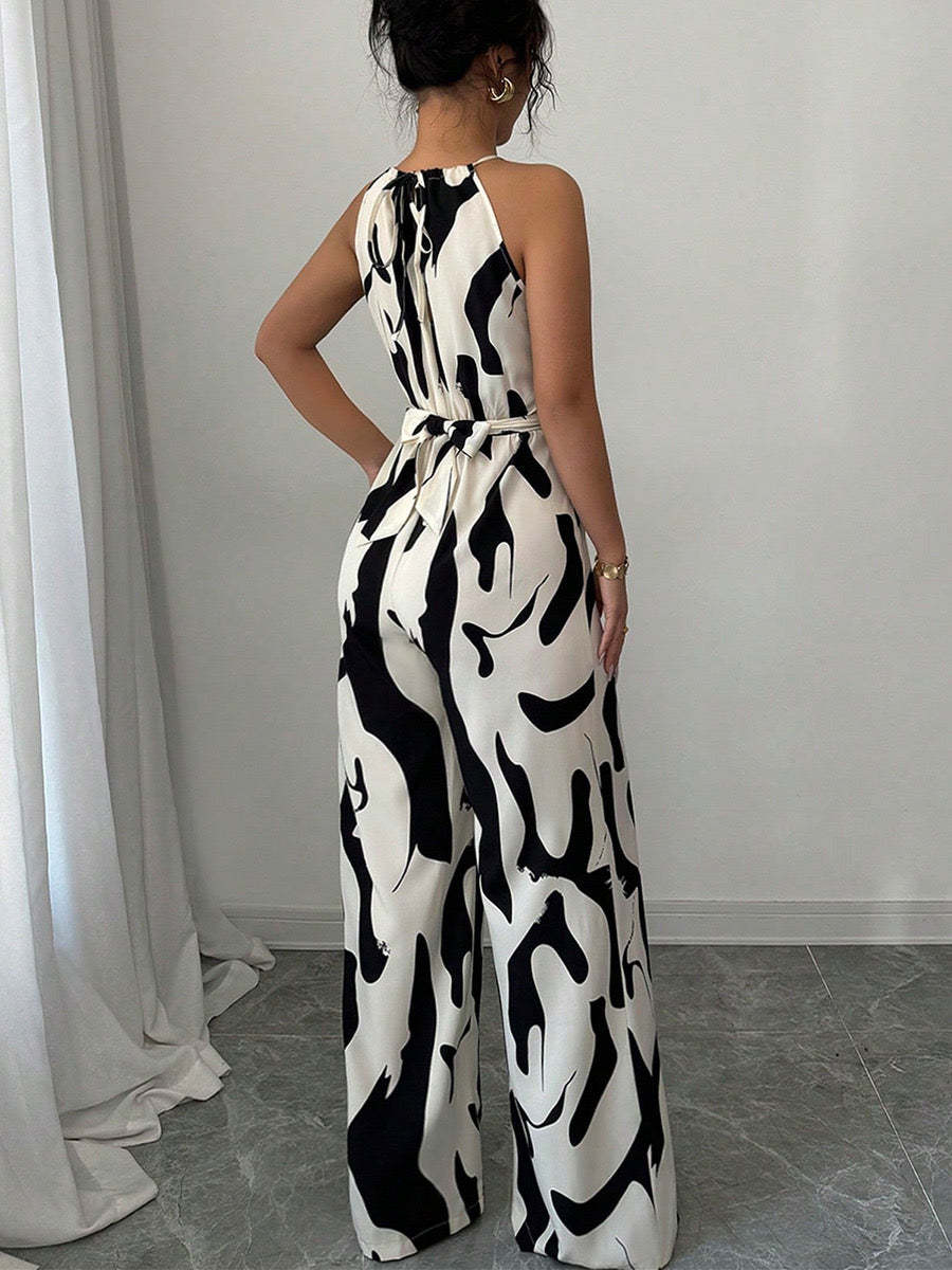 Sleeveless Halter Wide Jumpsuit