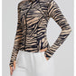 Zebra Print Front Zipper Long Sleeve Jacket