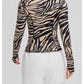 Zebra Print Front Zipper Long Sleeve Jacket