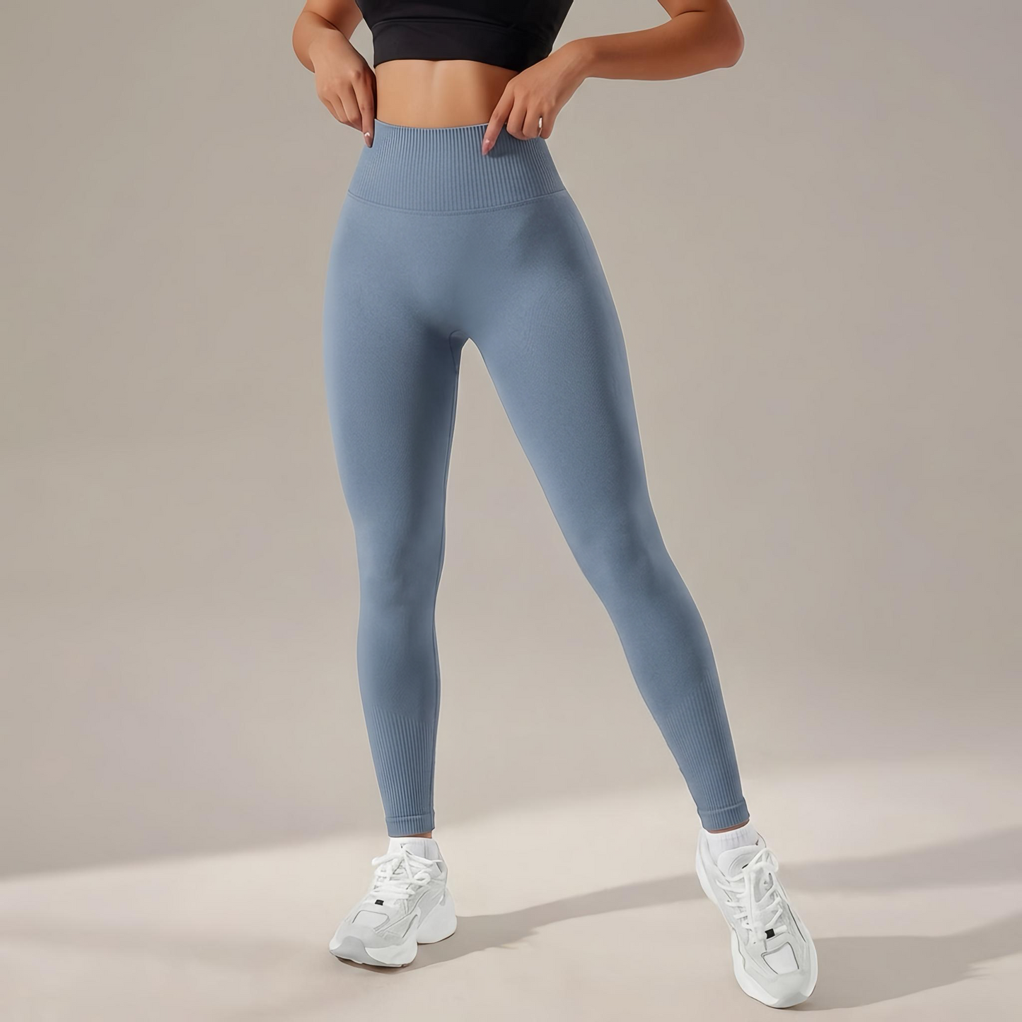 Ribbed High-Waisted Fitness Leggings