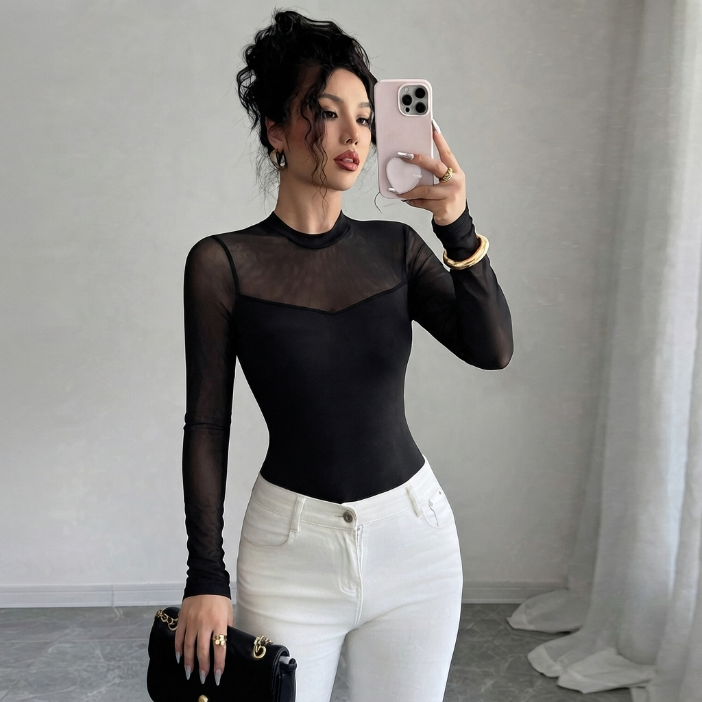 Sheer Mesh Top Blouse
