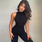 Solid tight Leg Tank Black Jumpsuit