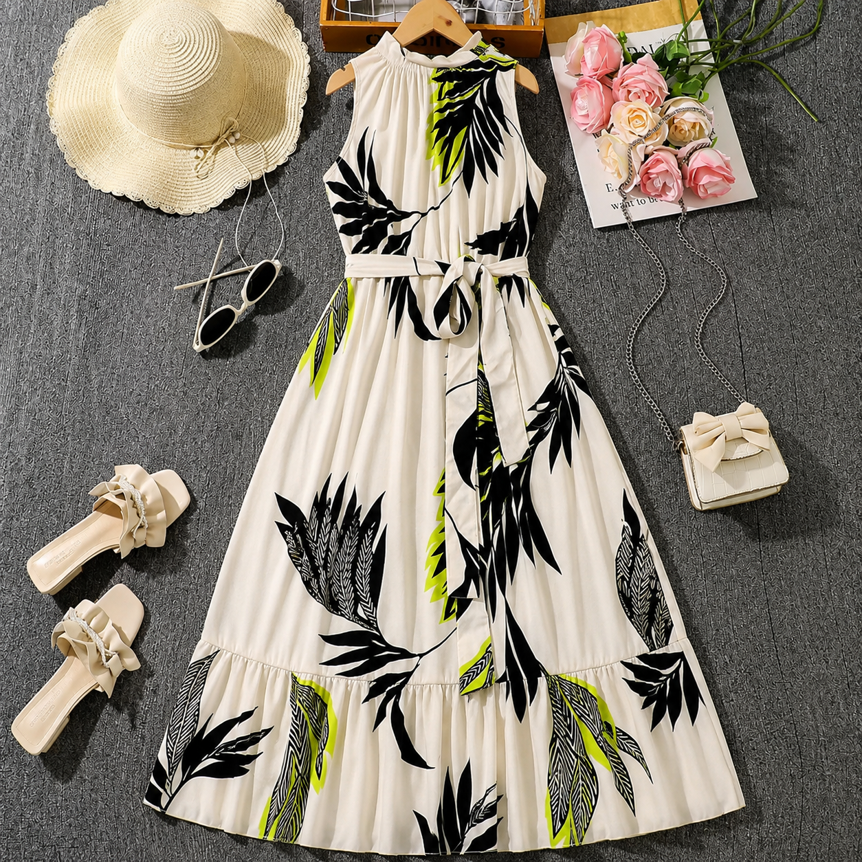 Sleeveless Belted Maxi Dress