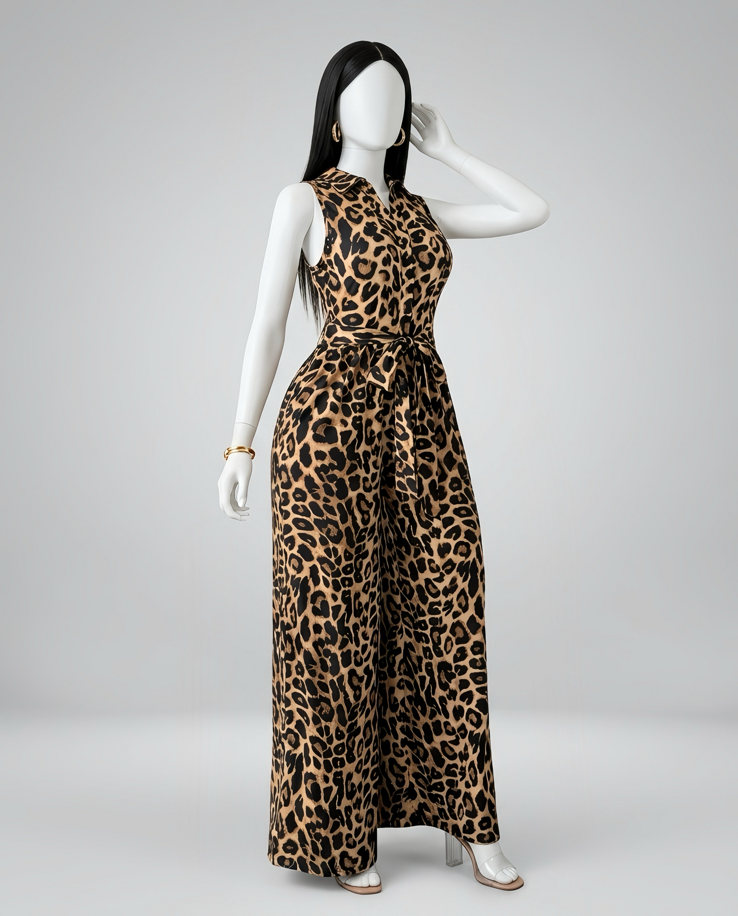 Women Sleeveless Belted Jumpsuit