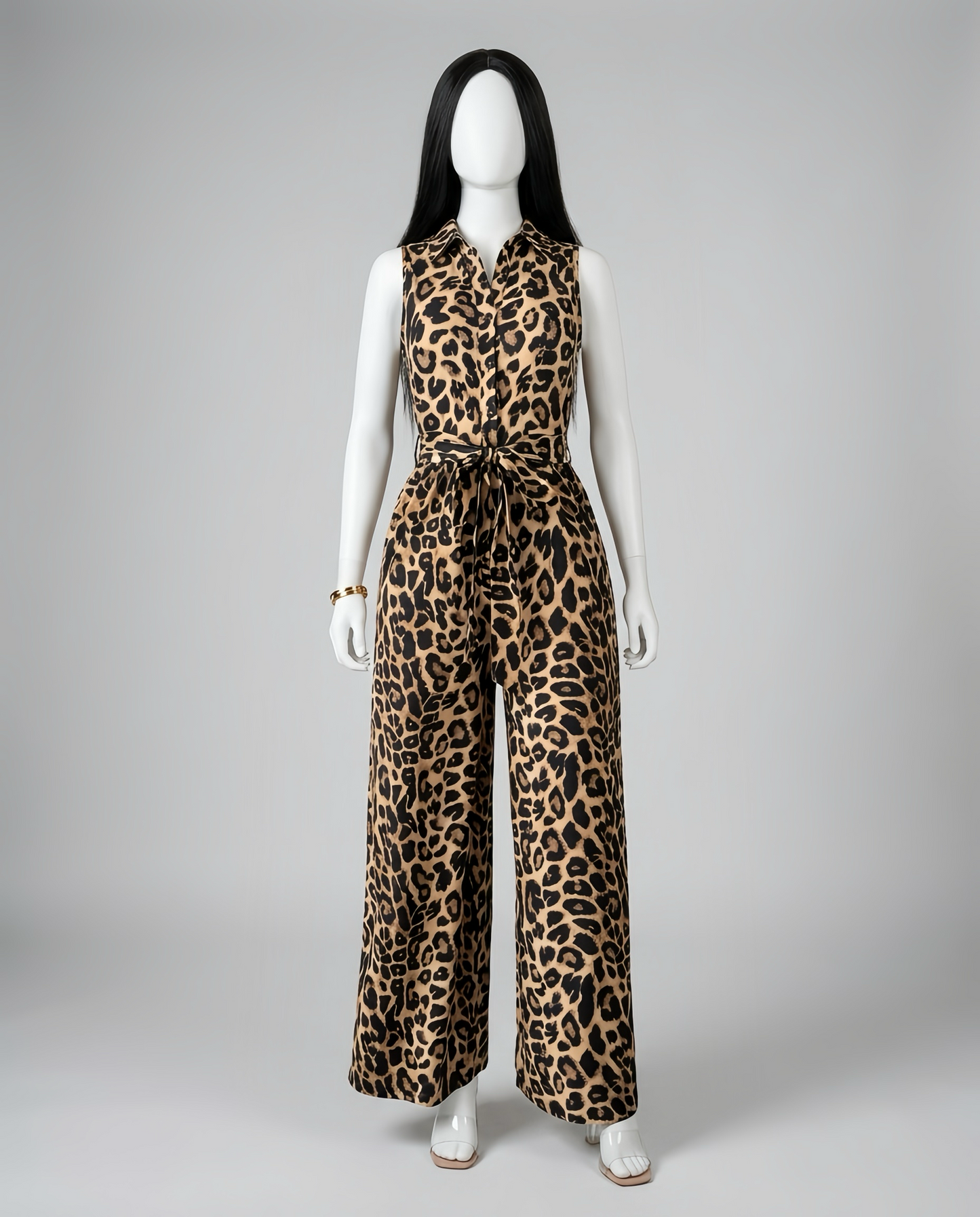 Women Sleeveless Belted Jumpsuit