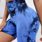 women's peach buttocks, tie-dye yoga shorts.