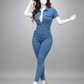 Fitted Button Front Jumpsuit