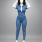Fitted Button Front Jumpsuit
