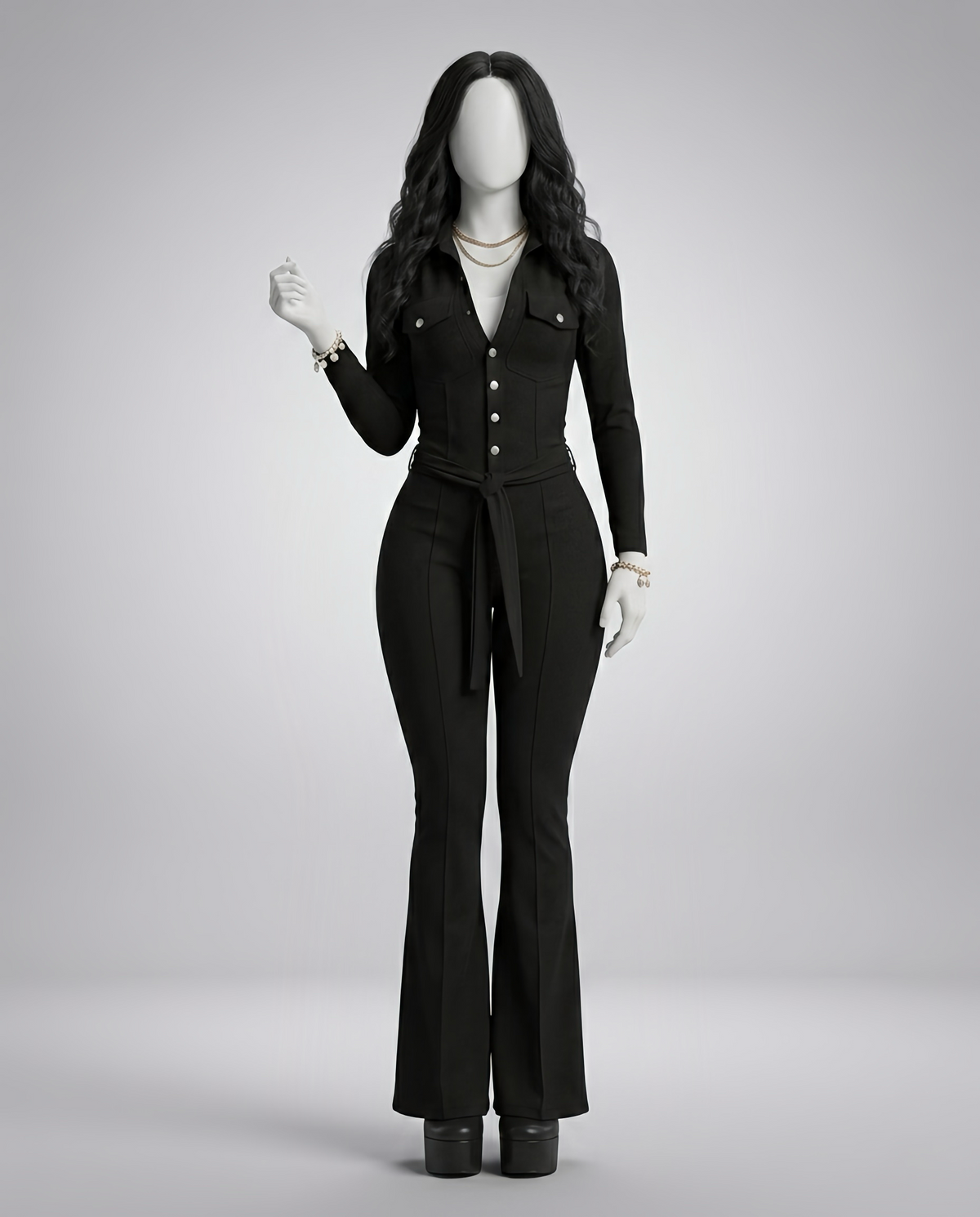 Long Sleeve Flare Jumpsuit