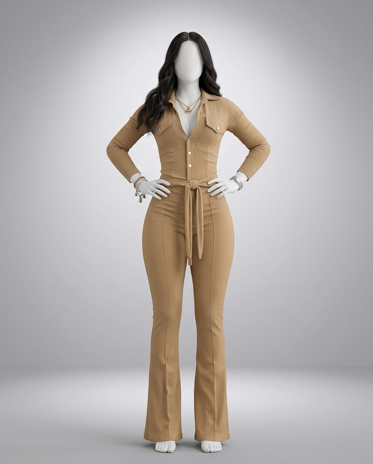 Long Sleeve Flare Jumpsuit