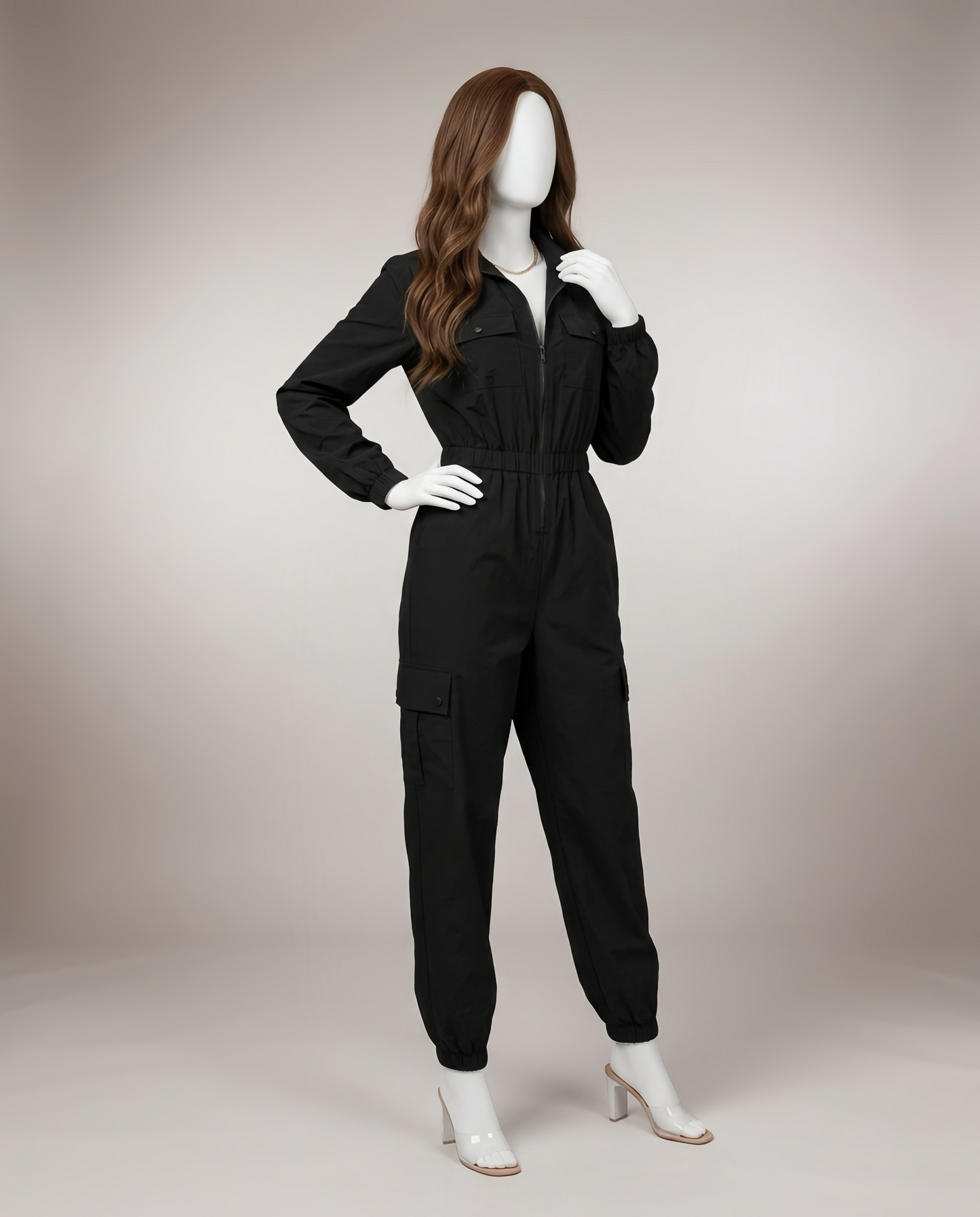 Long Sleeve Zip Jumpsuit