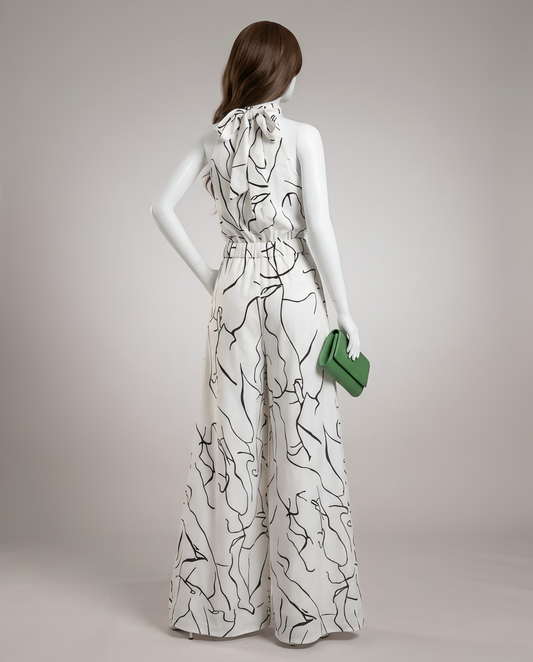 Sleeveless Halter Wide Jumpsuit